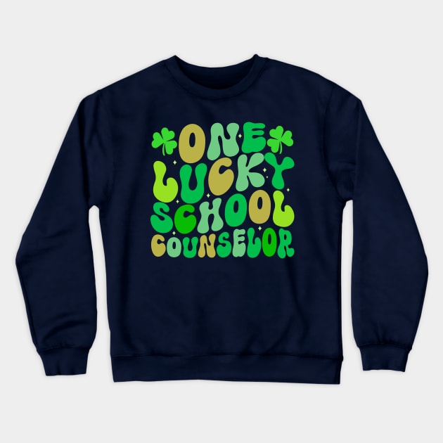 One Lucky School Counselor St patricks day Groovy Crewneck Sweatshirt by TheDesignDepot